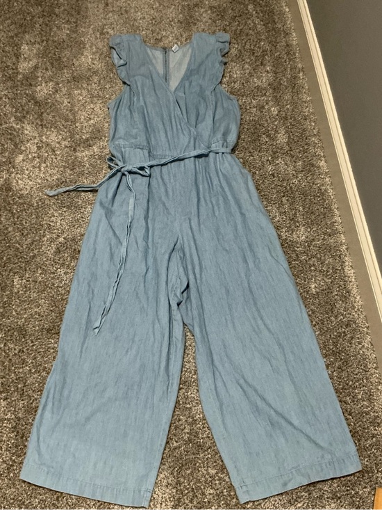 Old Navy Pants - Old Navy Light Blue Sleeveless Wrap Romper with Tie Waist